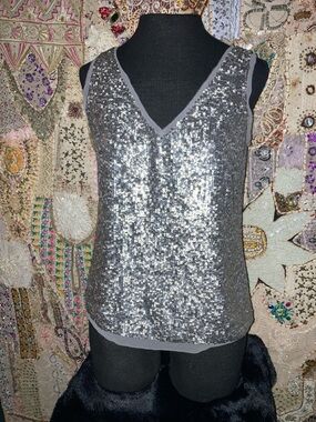 Talbots Silver Sequin V-Neck Camisole